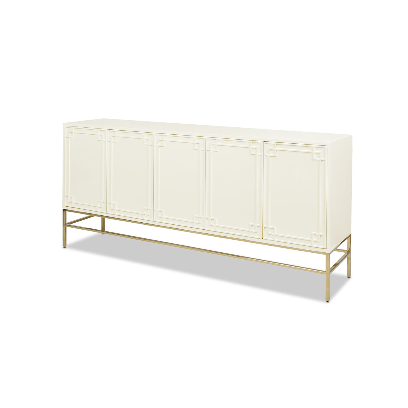 Gemini 79" Sideboard Storage Buffet, White Lacquer Birchwood White Solid Wood Mdf Solid Wood Mdf