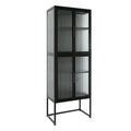 Stylish 4 Door Tempered Glass Cabinet With 4 Glass Doors Adjustable Shelves U Shaped Leg Anti Tip Dust Free Fluted Glass Kitchen Credenza Black Black Tempered Glass Sheet Metal Plastic