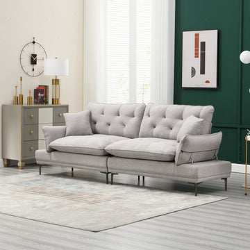 United Linen Sofaaccent Sofa Seat Sofa With Metal Feet Light Gray Linen 3 Seat