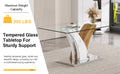 Table And Chair Set.Modern Dining Table, Tempered Glass Countertop With Artistic Mdf Legs.Paried With 4 Comfortable Chairs With Pu Seats And Metal Legs. Suitable For Various Decoration Styles. Black,Transparent Seats 4 Mdf Glass