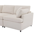 Modern Large U Shape Sectional Sofa, With Removable Ottomans For Living Room 6 Seater Beige Polyester 6 Seat