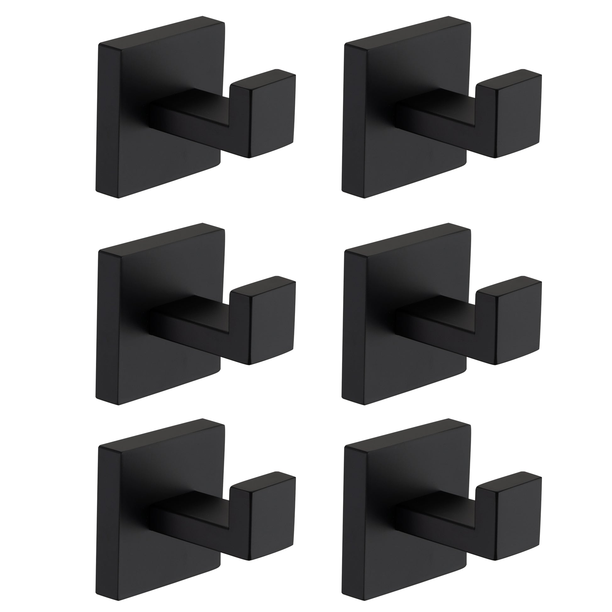 6 Pack Wall Mounted Stainless Steel Bathroom Towel Hooks Coat Hooks For Bathroom, Bedroom, Kitchen Matte Black Stainless Steel