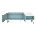 Modern Shoe Storage Bench With Hidden Storage And Upholstered Cushions For Bedside, Living Room And Entryway Light Blue Light Blue Mdf Metal