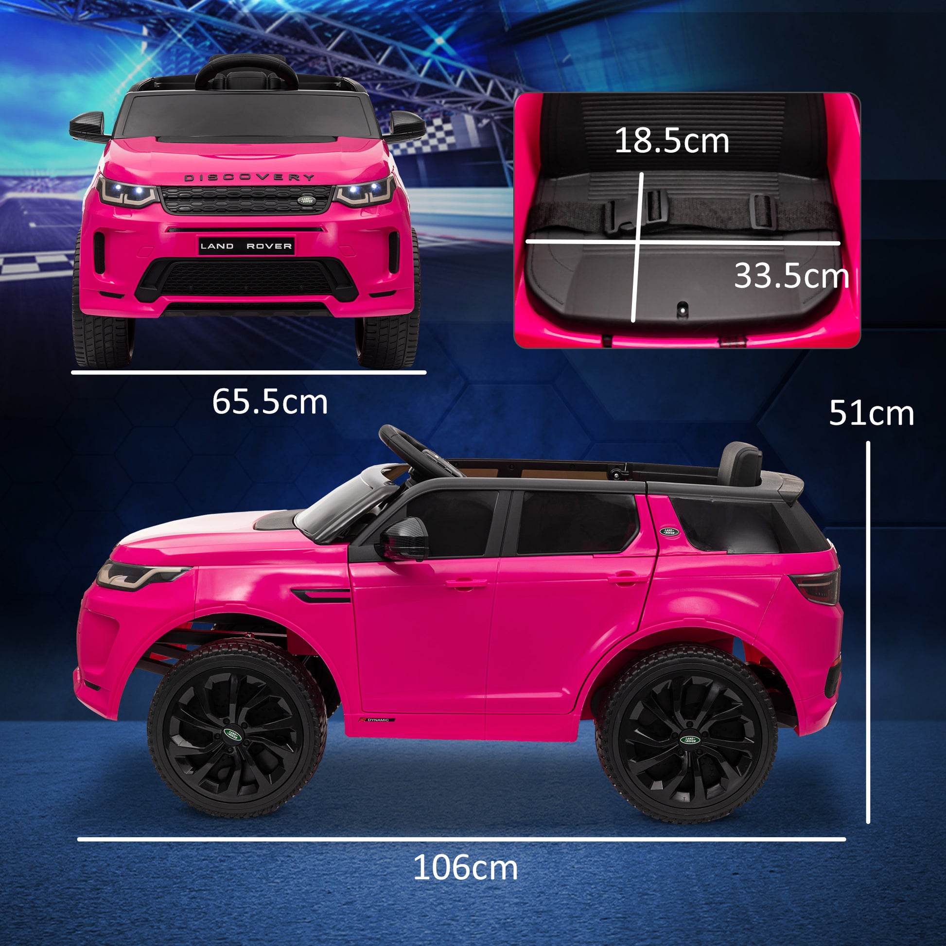 Qaba Land Rover Discovery Sport Licensed 12V Kids Ride On Car, Battery Powered Kids Electric Car With Remote Control, Soft Start, Led Lights, Music Horn, 3 Speeds, Pink Pink Plastic
