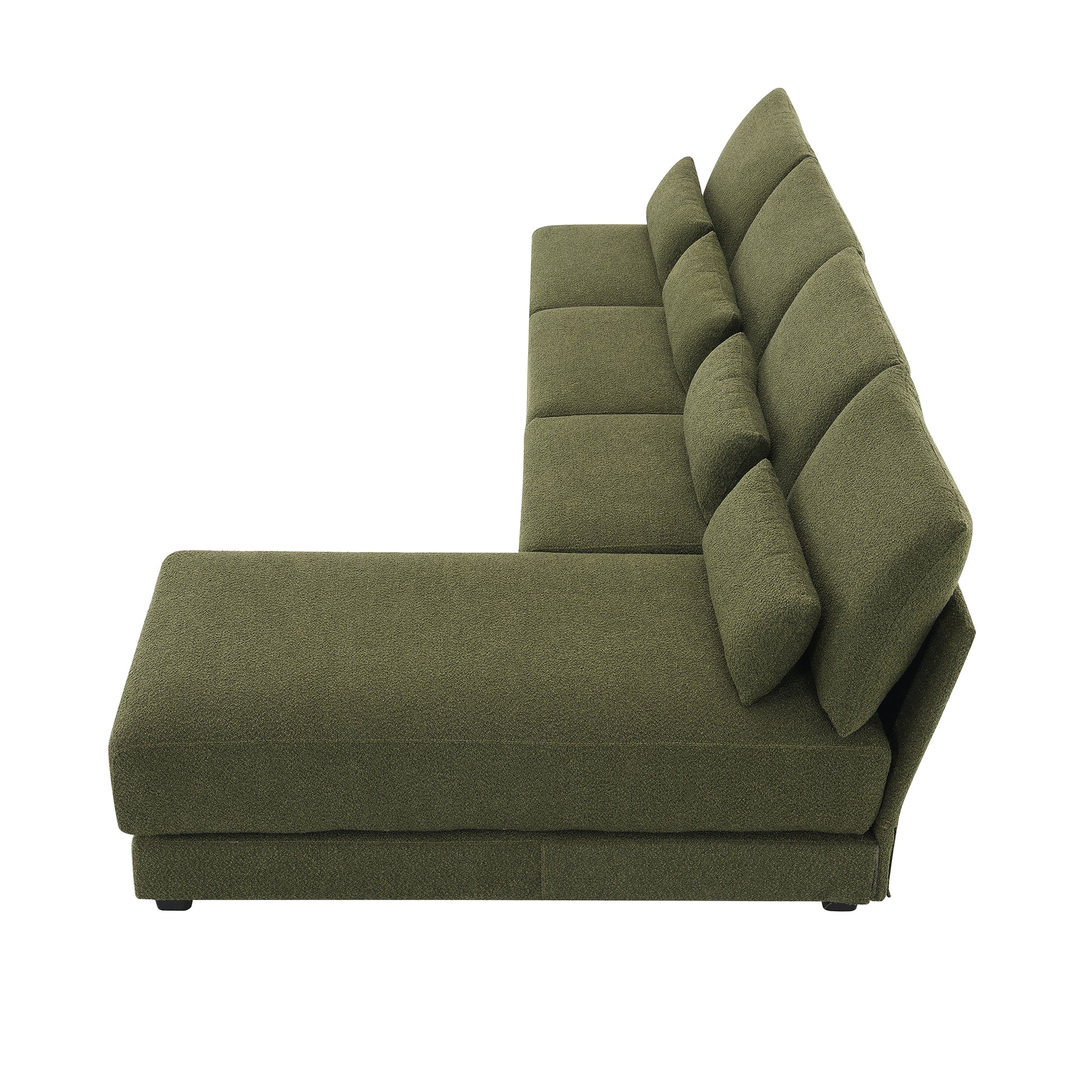 120*61" Oversized Deep Seat Sectional Sofa With Reversible Chaise,Loop Yarn Fabric 5 Seat Armless Indoor Furniture,Convertible L Shaped Couch For Living Room,Apartment,3 Colors Green Fabric 5 Seat