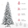 Homcom 9 Foot Pine Snow Flocked Artificial Christmas Tree With 616 Realistic Cedar Branches, Auto Open, Home Holiday Decoration, Green Green Plastic