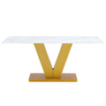 Marble Style White Dining Table For 4 8 People With 0.4 