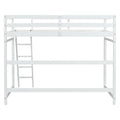 Twin Size High Loft Bed With Inclined Ladder, Guardrails,White Twin White American Design Pine