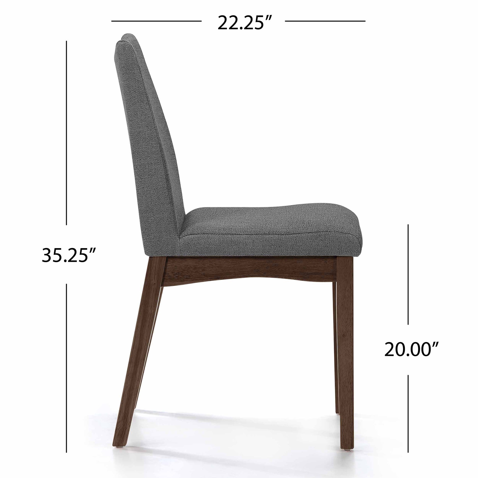 Dining Chair Set Of 2 Dark Grey Fabric