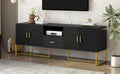 Modern Tv Stand For Tv Up To 70 Inches,Tv Cabinet With 1 Drawer, 2 Cabinets And Metal Legs, Handles And Anti Tip Device For Living Room Black 70 79 Inches Mdf