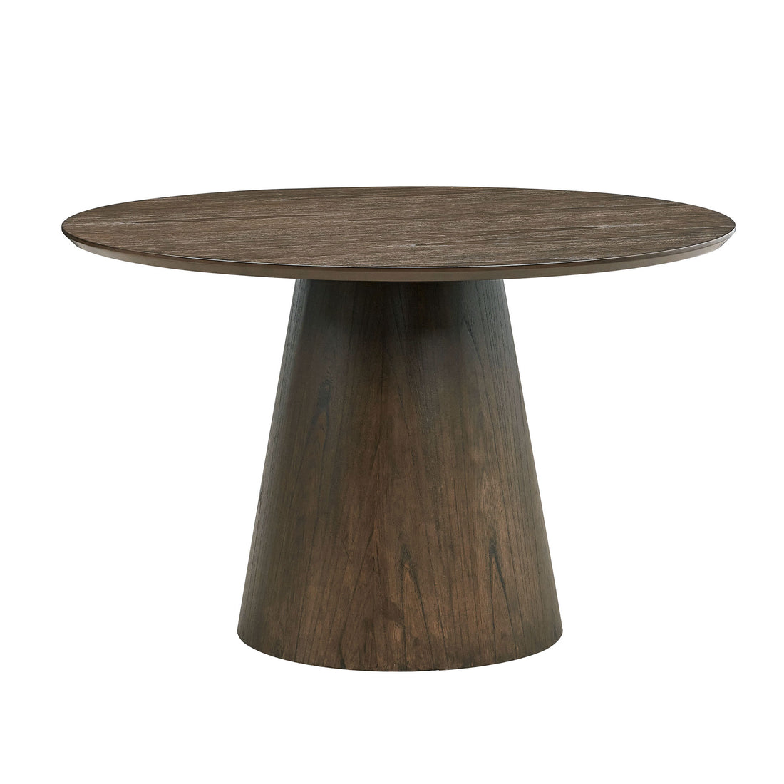 47.24'' Round Modern Style Mdf Wood Dining Table For Kitchen, Living Room, Cafe, Stylish Leisure Desk With Sturdy Cylindrical Base, For Small Spaces, Apartment,Walnut Walnut Mdf