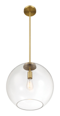 Gleam Single Light Pendant Lamp With Clear Globe Glass Satin Brass Antique Brass,Clear,Gold Ceiling Lights Brass,Glass