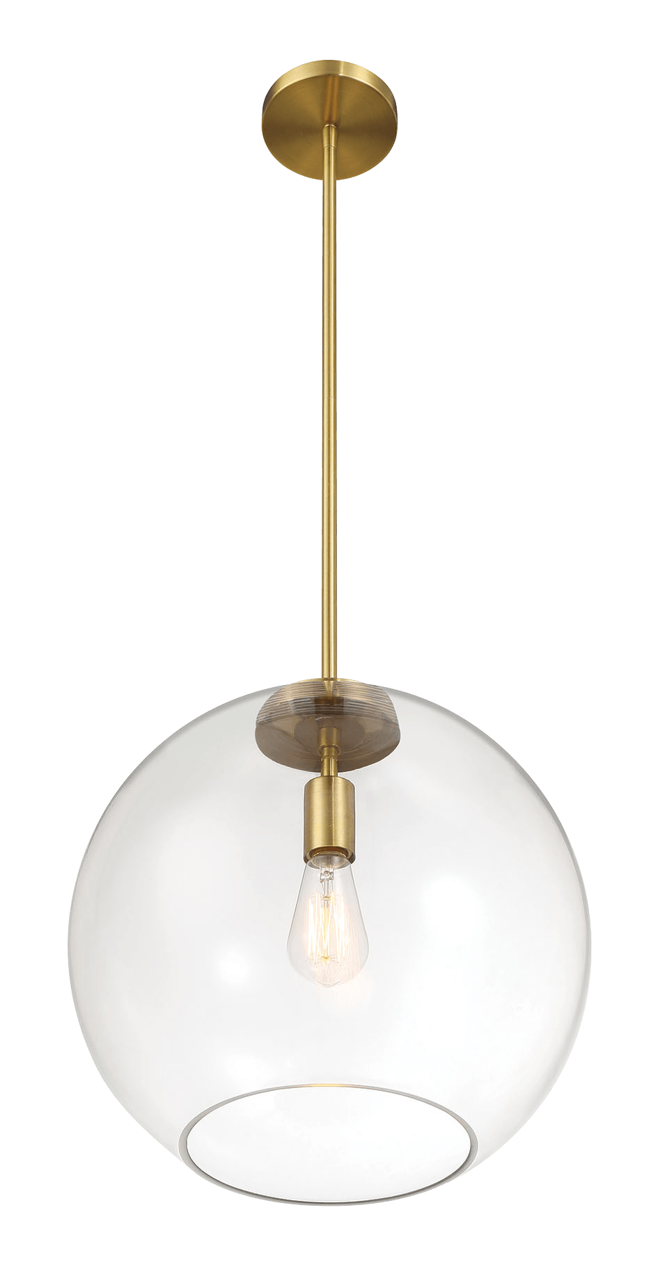 Gleam Single Light Pendant Lamp With Clear Globe Glass Satin Brass Antique Brass,Clear,Gold Ceiling Lights Brass,Glass