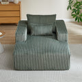62.5 Inch Corduroy Sponge Sofa Lounge Chair,No Assembly Required,Fluffy Modern Sleeper Chair For Indoor Living Room Bedroom Army Green Foam Corduroy 1 Seat