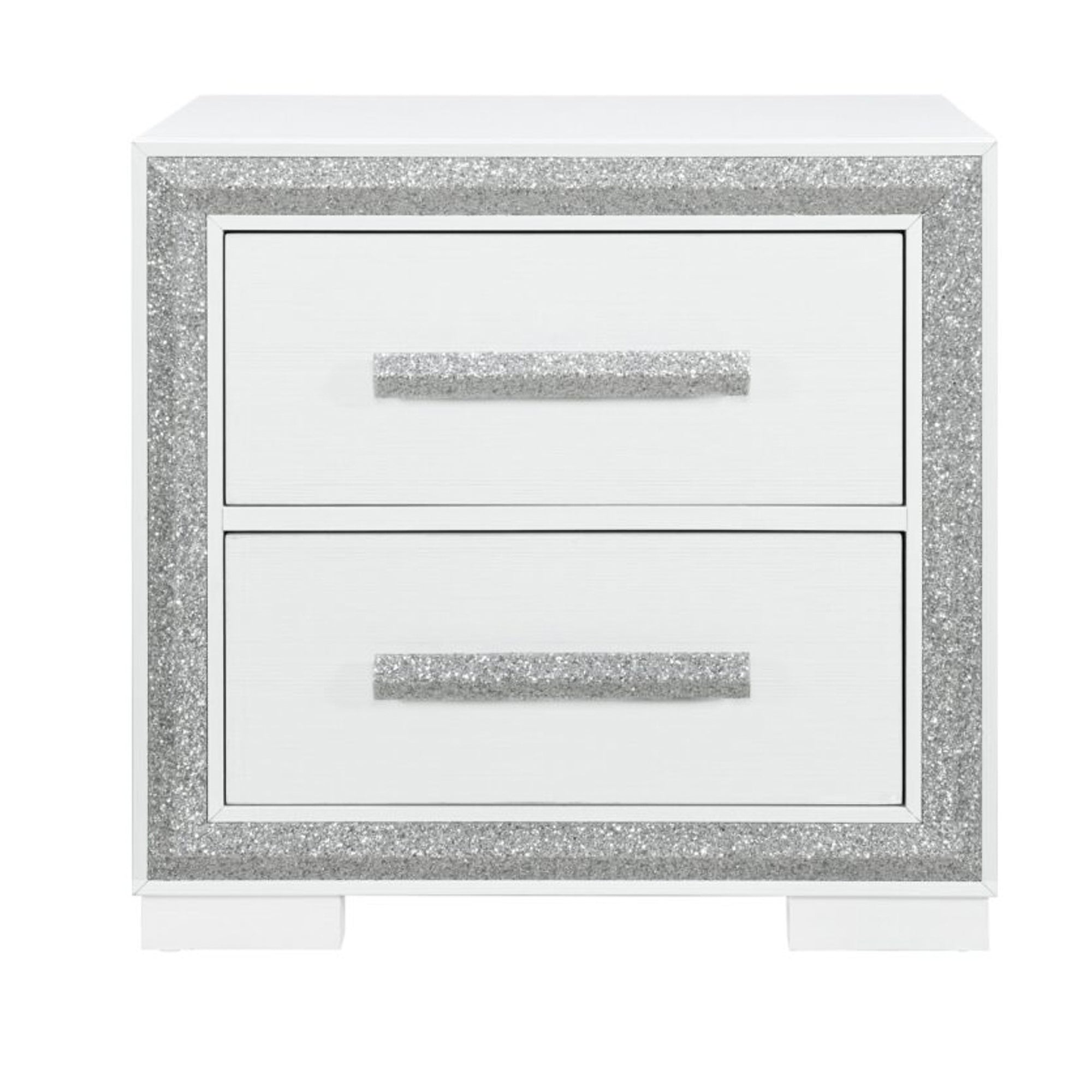 Annie Silver Nightstand Silver Gray 2 Drawers Bedroom With Legs Contemporary Rubberwood Dovetail Joints Silver Wood Wood