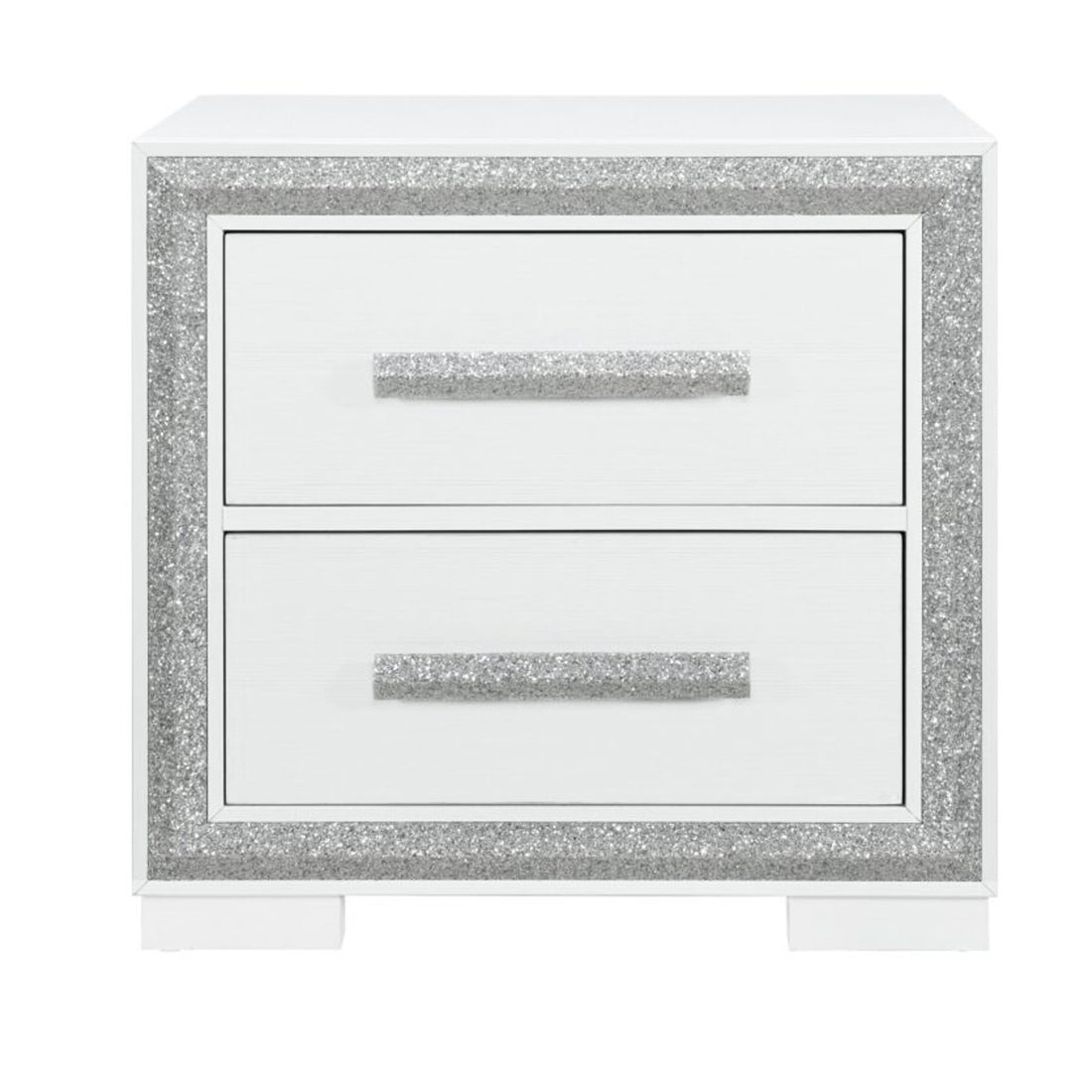Annie Silver Nightstand Silver Gray 2 Drawers Bedroom With Legs Contemporary Rubberwood Dovetail Joints Silver Wood Wood