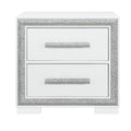 Annie Silver Nightstand Silver Gray 2 Drawers Bedroom With Legs Contemporary Rubberwood Dovetail Joints Silver Wood Wood