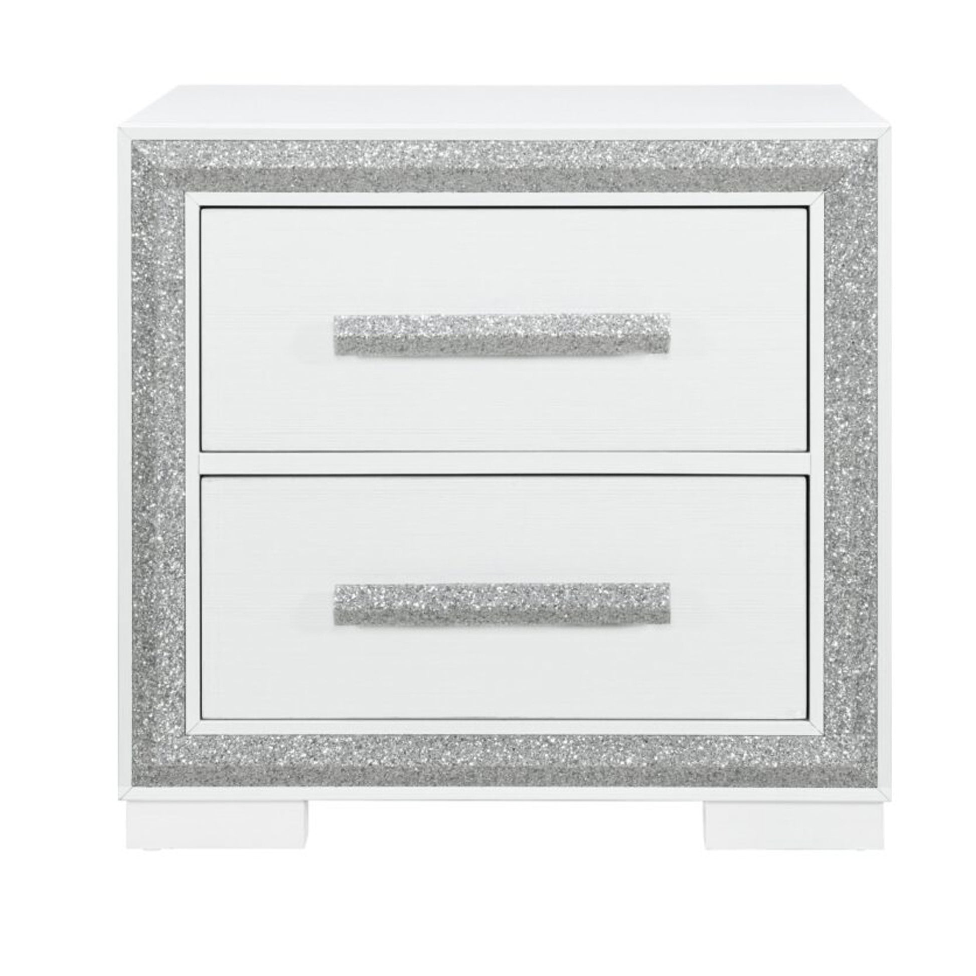Annie Silver Nightstand Silver Gray 2 Drawers Bedroom With Legs Contemporary Rubberwood Dovetail Joints Silver Wood Wood