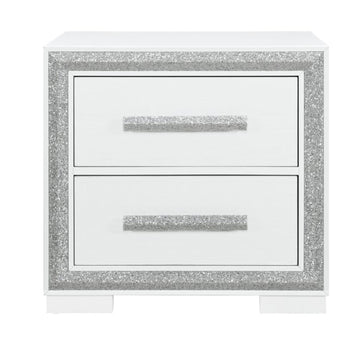 Annie Silver Nightstand Silver Gray 2 Drawers Bedroom With Legs Contemporary Rubberwood Dovetail Joints Silver Wood Wood