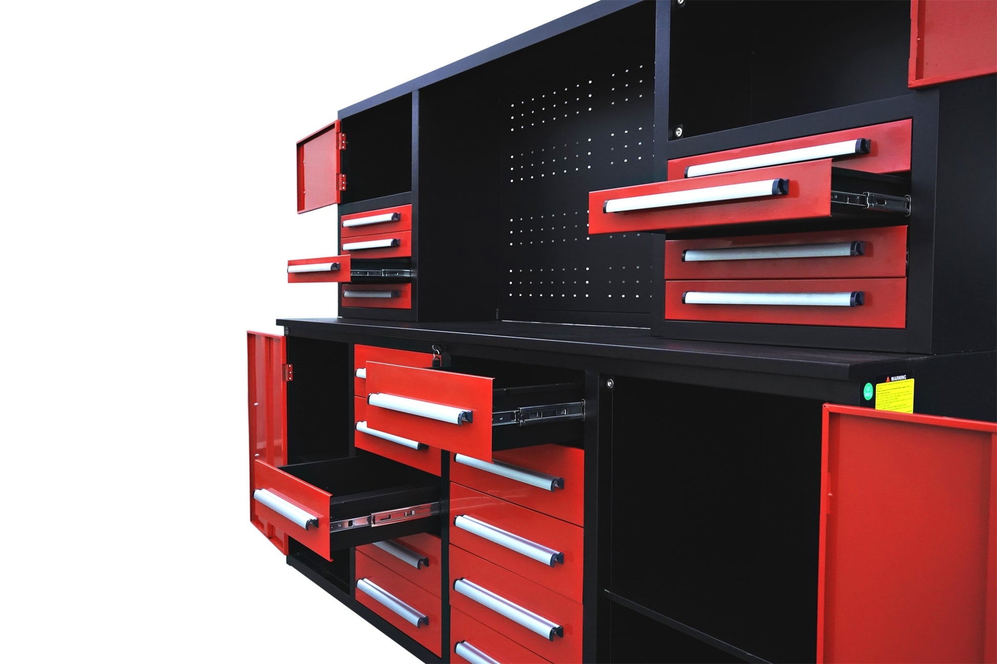 7' Garage Storage Cabinet With Workbench 18 Drawers & 4 Cabinets & Pegboard Red Steel