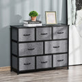 Homcom 8 Drawer Dresser, 3 Tier Fabric Chest Of Drawers, Storage Tower Organizer Unit With Steel Frame For Bedroom, Hallway, Dark Gray Dark Grey Engineered Wood