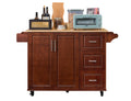 Kitchen Island With Drop Leaf Countertop, Rolling Kitchen Island Cartbarn Door Kitchen Island Table With Storage Cabinet And Tower Rack, Island Table On Wheels For Kitchen, Retro Brown Brown Brown Dining Room Rectangular Kitchen Carts Particle Board