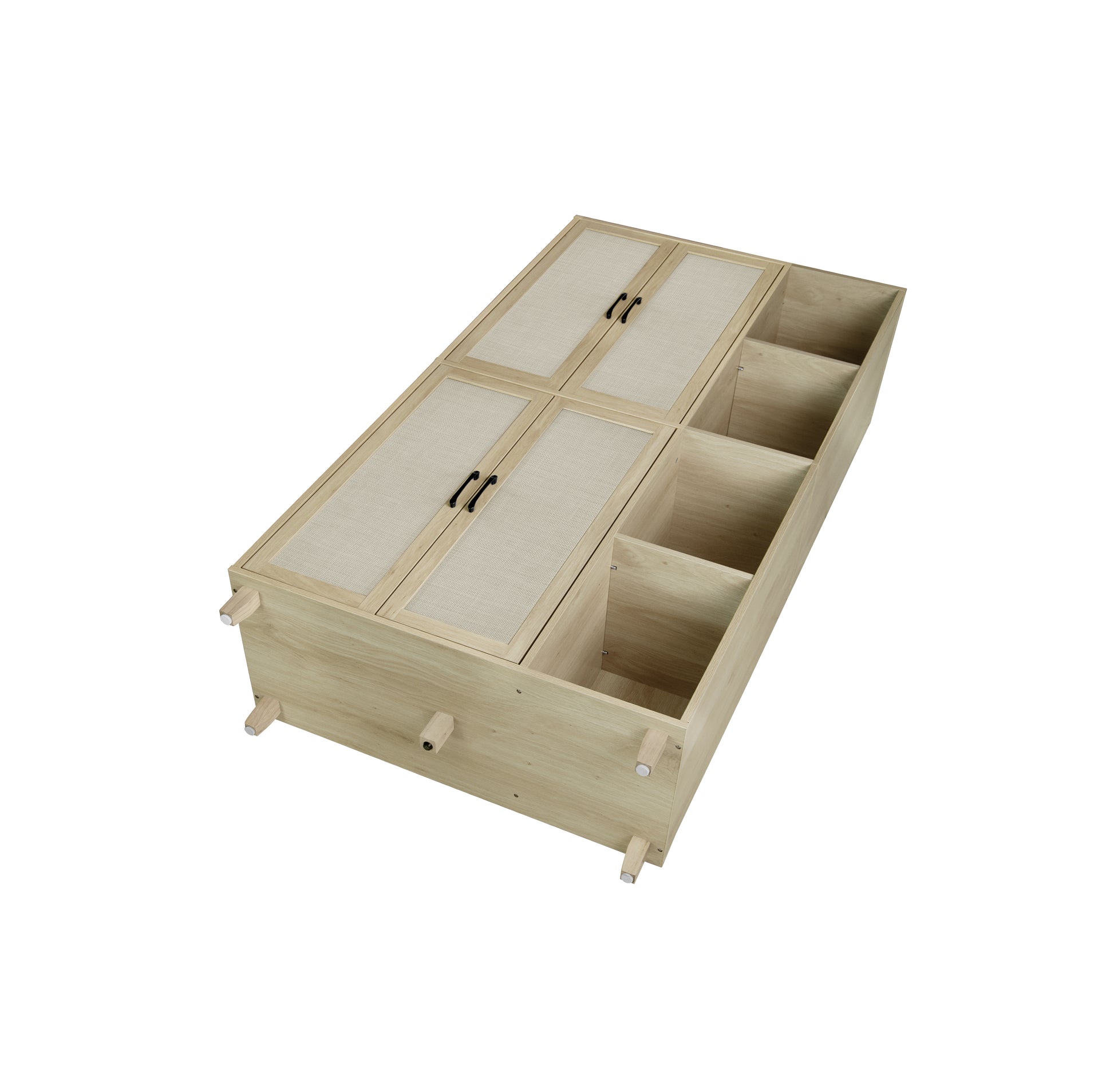 4 Door Cabinet With 4 Shelves With 4 Adjustable Inner Shelves, Storage Cabinet Natural Mdf