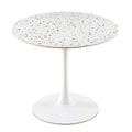 Mid Century White Stone Round Dining Table For Dining Room, Living Room,Cafe,Easy To Assemble And Clean White Dining Room Round Sintered Stone