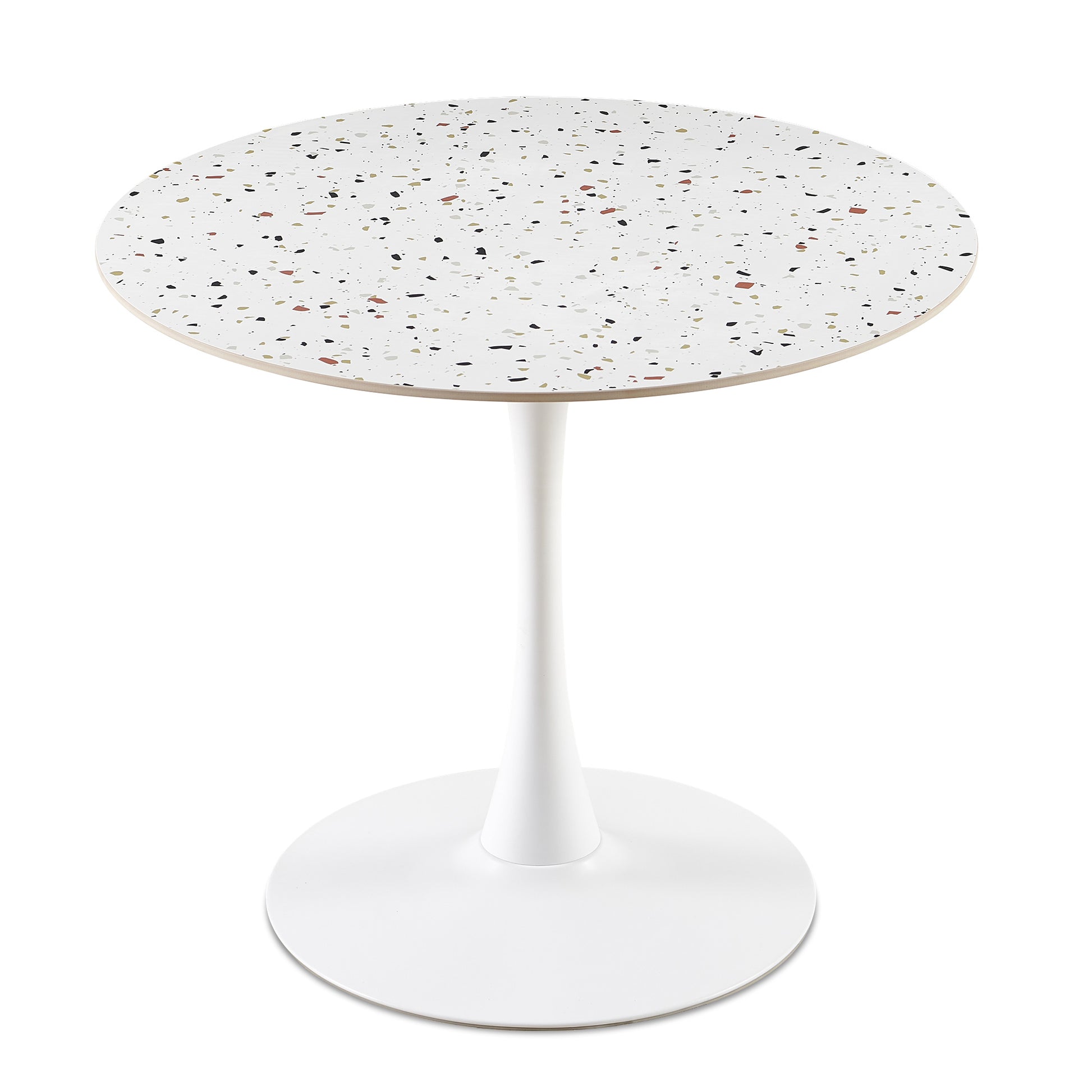 Mid Century White Stone Round Dining Table For Dining Room, Living Room,Cafe,Easy To Assemble And Clean White Dining Room Round Sintered Stone