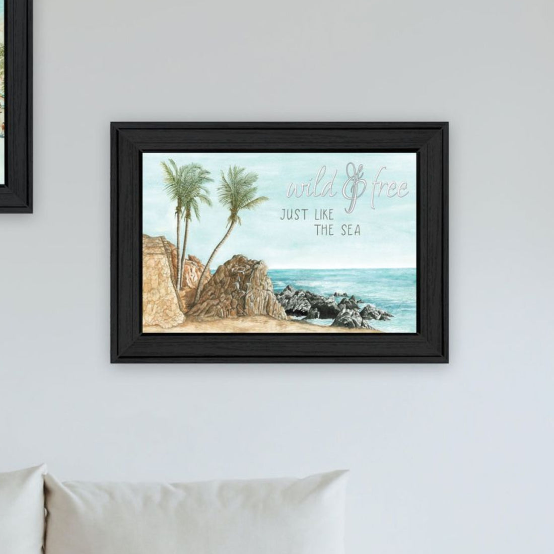 "Wild And Free" In The Ocean Breeze Framed Wall Art For Living Room, Wall Art Print For Home Decor, Bedroom Wall Art By Cindy Jacobs Multicolor Wood Paper