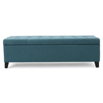 Storage Ottoman Teal Fabric