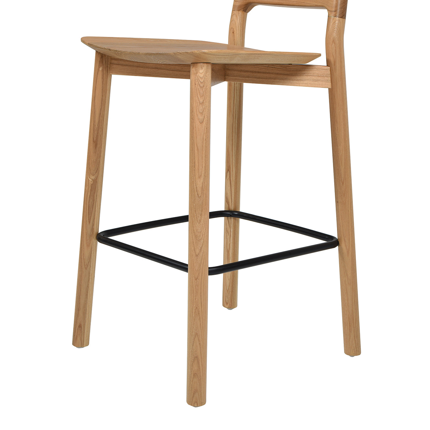 Sven 26.5" Modern Minimalist Low Back Wood Counter Stool, Natural Blonde Ash Wood Brown Wood Solid Wood