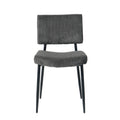Modern Grey Simple Velvet Dining Chair Fabric Upholstered Chair Family Bedroom Stool Back Dressing, White Round Table Set, Chair Black Metal Legs Set Of 3 White Mdf