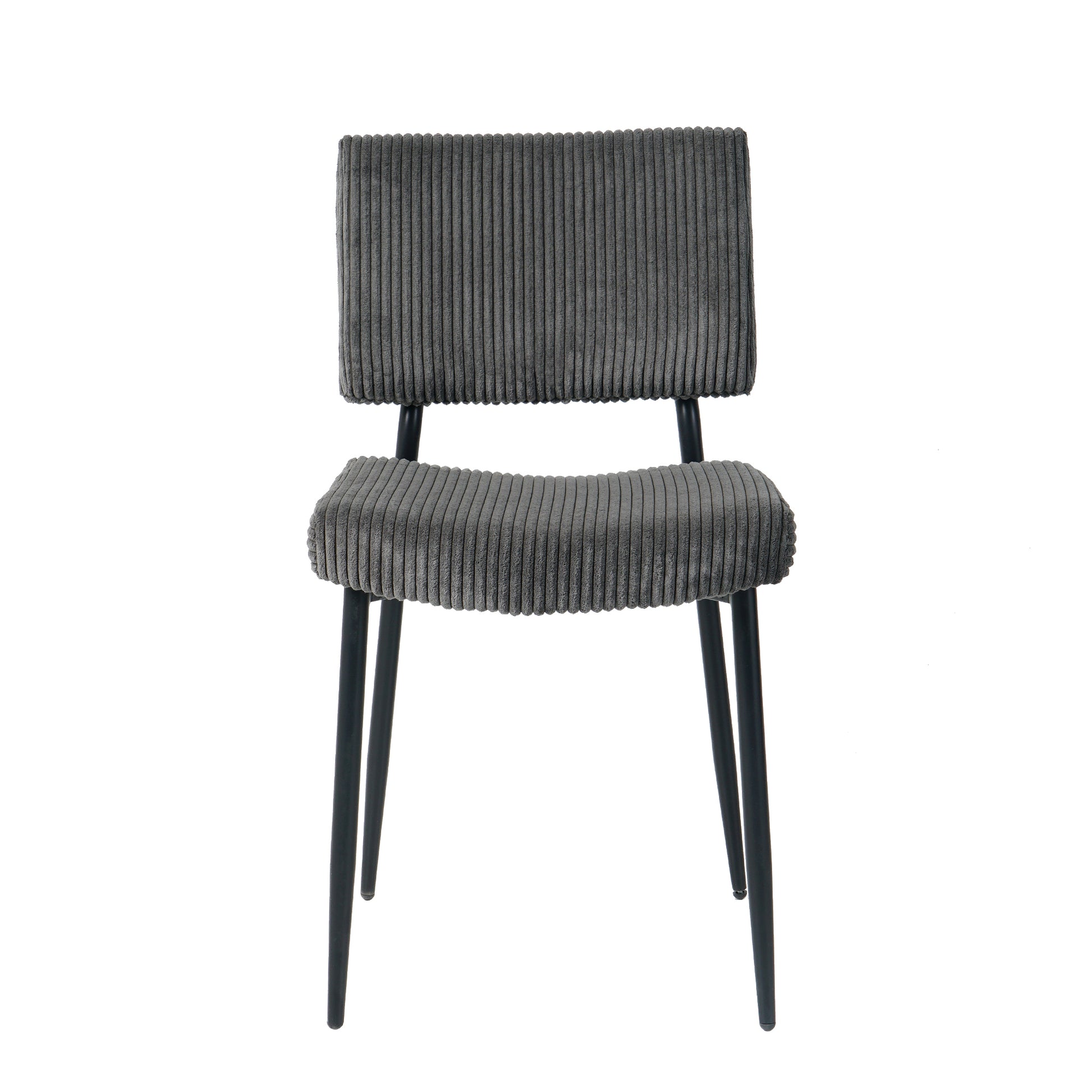 Modern Grey Simple Velvet Dining Chair Fabric Upholstered Chair Family Bedroom Stool Back Dressing, White Round Table Set, Chair Black Metal Legs Set Of 3 White Mdf
