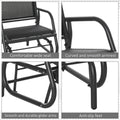 Outsunny Porch Glider Set Of 2, Metal Frame Swing Glider Chairs Withmesh Fabric, Curved Armrests And Steel Frame For Garden, Poolside, Backyard, Balcony, Black Black Steel