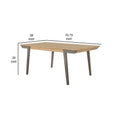 71 Inch Dining Table, Natural Brown Top, Farmhouse Style, Gray Flared Legs Brown Wood