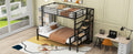 Twin Over Full Size Metal Bunk Bed With Storage Staircase And Open Wardrobe,Black Expected Arrival Time:11.15 Black Mdf Metal