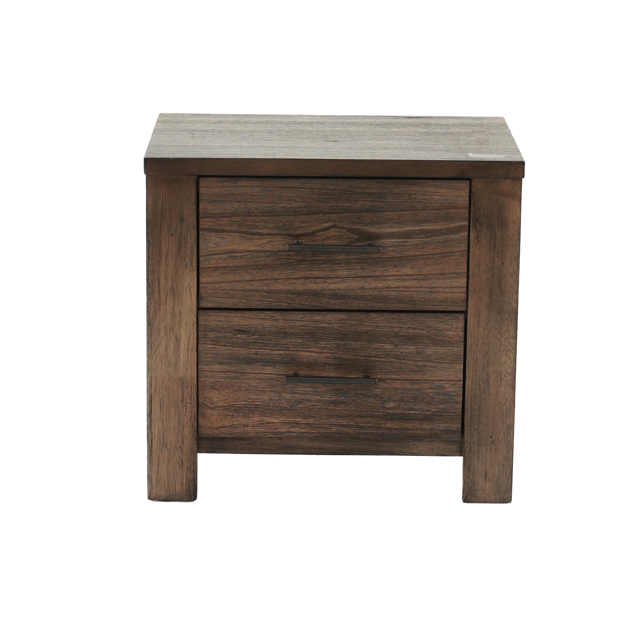 Oak Finish 1Pc Nightstand Wooden Bedside Table 2X Drawers Storage Bedroom Furniture Oak 2 Drawers Bedroom Bedside Cabinet Contemporary,Modern,Transitional Rubberwood Easy Assembly Oak Particle Board
