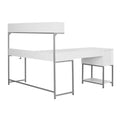 Techni Mobili L Shape Desk With Hutch And Storage, White White Computer Desk Office Modern L Shape Engineered Wood