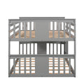 Full Over Full Bunk Bed With Ladder, Gray Old Sku :Lp000207Aae Full Gray Solid Wood