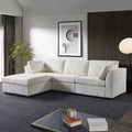 Modular Sofa Whitechenille Fabric, Simple And Grand, The Seat And Back Is Very Soft. This Is Also A Knock Down Sofa Creamy White White Chenille Wood Primary Living Space Medium Firm Light Duty Victorian Rectangle Acacia Rolled Arms Chenille 4 Seat