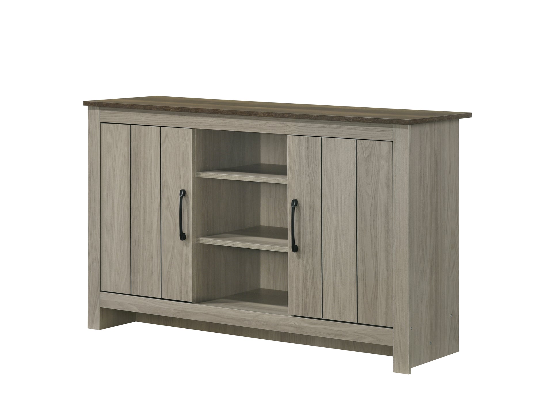 Nyla 47"W Gray Oak Console Table, Buffet Table, Sideboard With Shelves And Cabinet Doors Oak Engineered Wood
