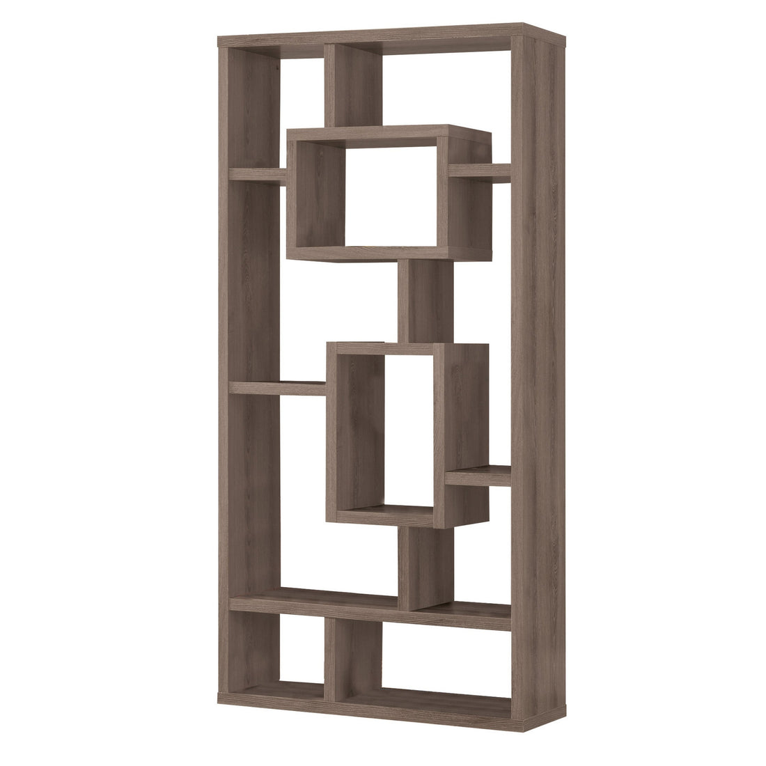 Splendid Geometric Cubed Rectangular Bookcase, Gray Gray Wood