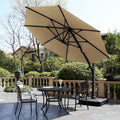 10 Ft Cantilever Patio Umbrella With 360 Rotation & Tilt Adjustment, Square Outdoor Offset Umbrella With Aluminum Pole Without Base Khaki Khaki Fabric