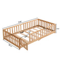 Full Size Floor Bed With Door,Solid Wood Platform Bed Frame With Fence,Suitable For Children,Pine Wood,Natural Full Natural Wood