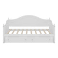Twin Size Wood Daybed With 2 Storage Drawers ,Wooden Sofa Bed With Handrail For Living Room Bedroom, White Box Spring Not Required Twin White Wood Bedroom Wood
