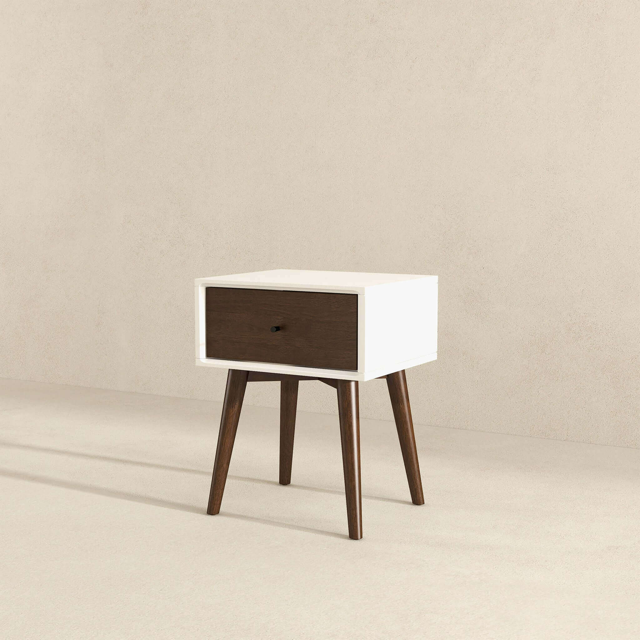 Avery Solid Wood Night Stand 1 Drawer Dark Brown,White Brown 1 Drawer Bedroom Walnut Solid Wood White Solid Wood