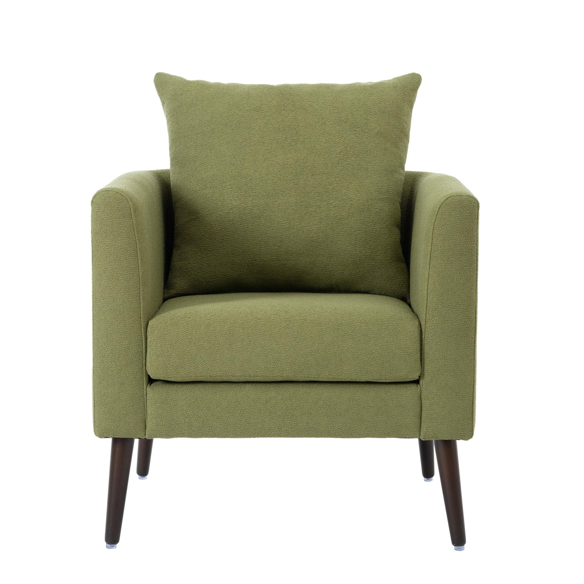 Barrel Chair, Modern Accent Chair, Fabric Armchair Club Chair,Upholstered Arm Chair With Solid Wood Legs,Waist Pillow,Padded Single Chair For Living Room Bedroom Study Waiting Room,Olive Green Olive Green Light Brown Primary Living Space Modern