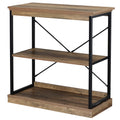 Homcom 2 Tier Shelf, Modern Style Bookshelf With Metal Frame For Living Room, Bedroom, And Office, Brown Brown Steel