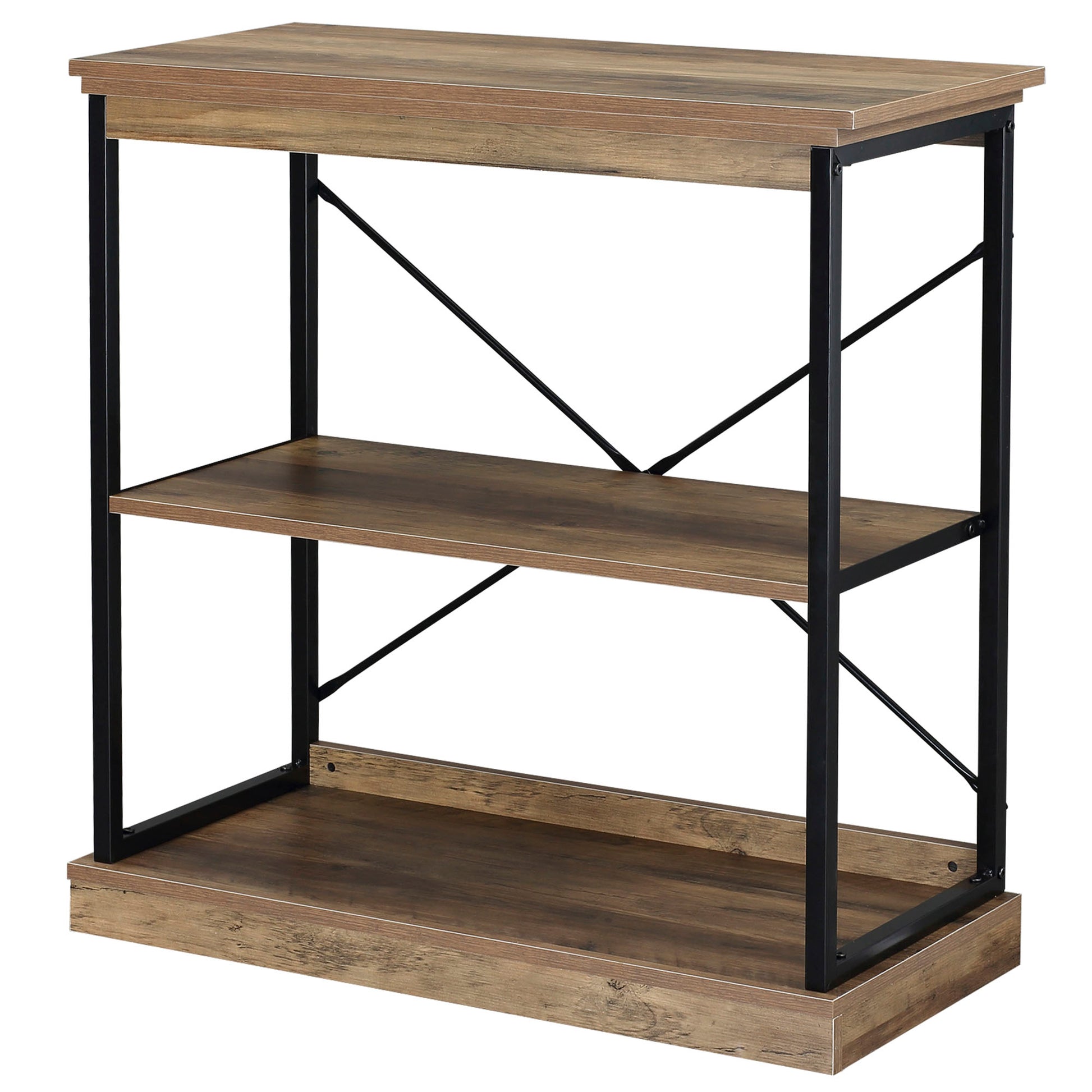 Homcom 2 Tier Shelf, Modern Style Bookshelf With Metal Frame For Living Room, Bedroom, And Office, Brown Brown Steel